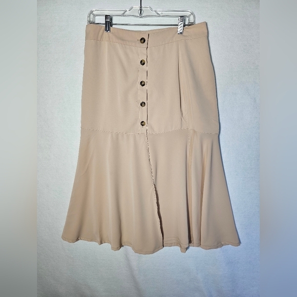 Favlux Khaki Polyester Skirt Mermaid Cut Women's Size Large NWOT - Picture 8 of 8